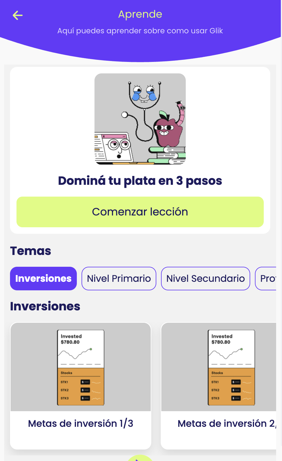 Módulo Aprende en Glik
